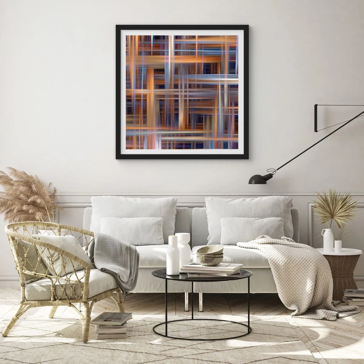 Plakat i sort ramme - Vævet af lys - 60x60 cm