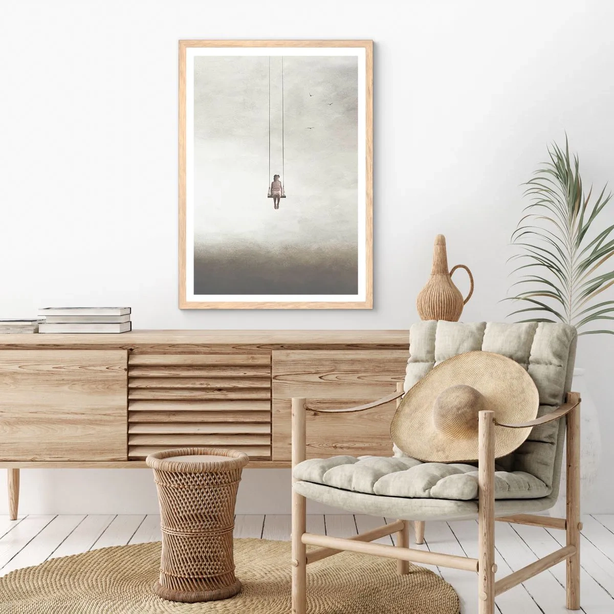 Plakat i ramme af lyst egetræ - Barnet i os selv - 70x100 cm