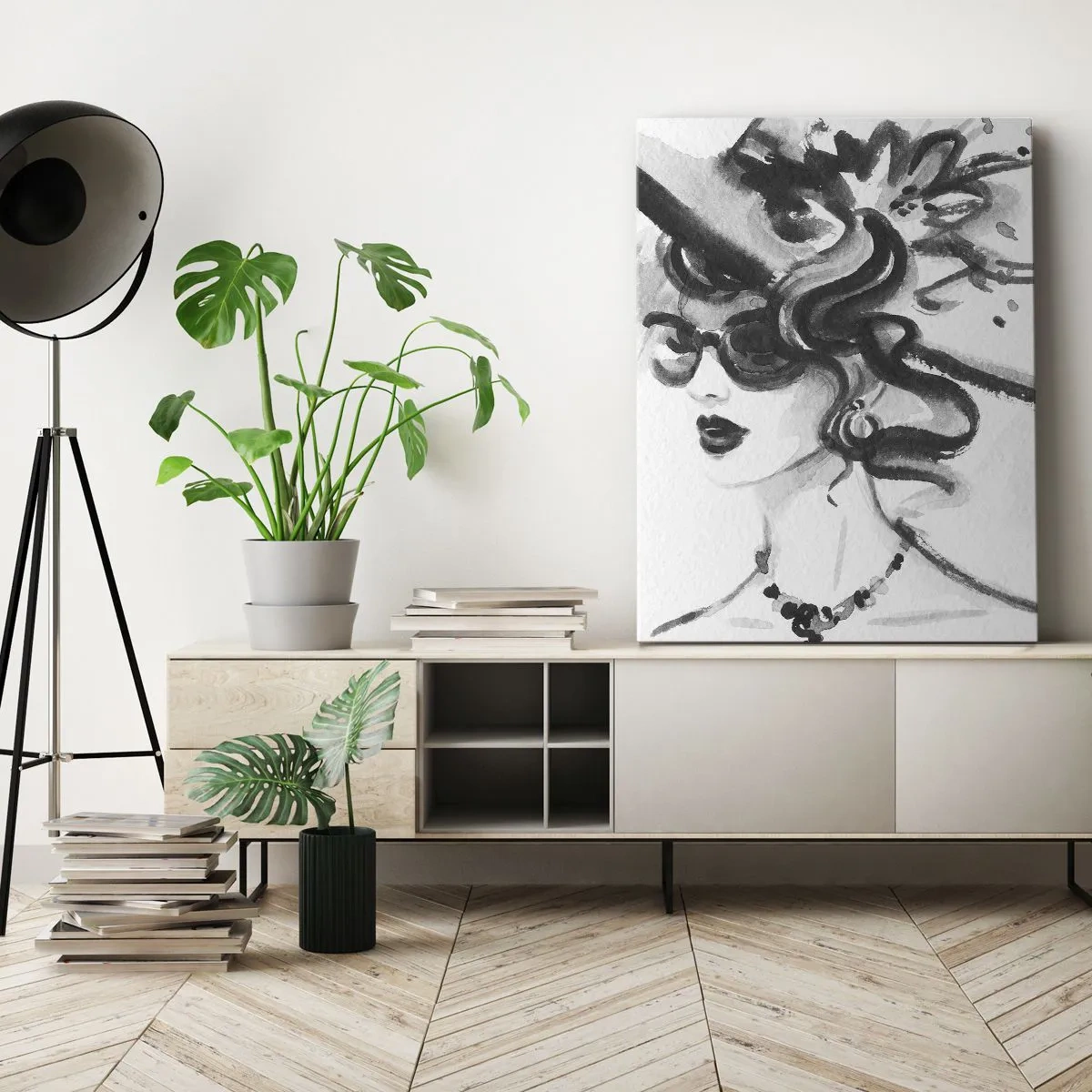 Lærredstryk - Billede på lærred - Dame med karakter - 45x80 cm