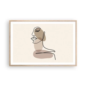 Plakat i ramme af lyst egetræ - En vis linje af skønhed - 91x61 cm