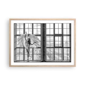 Plakat i ramme af lyst egetræ - Englenes by? - 70x50 cm