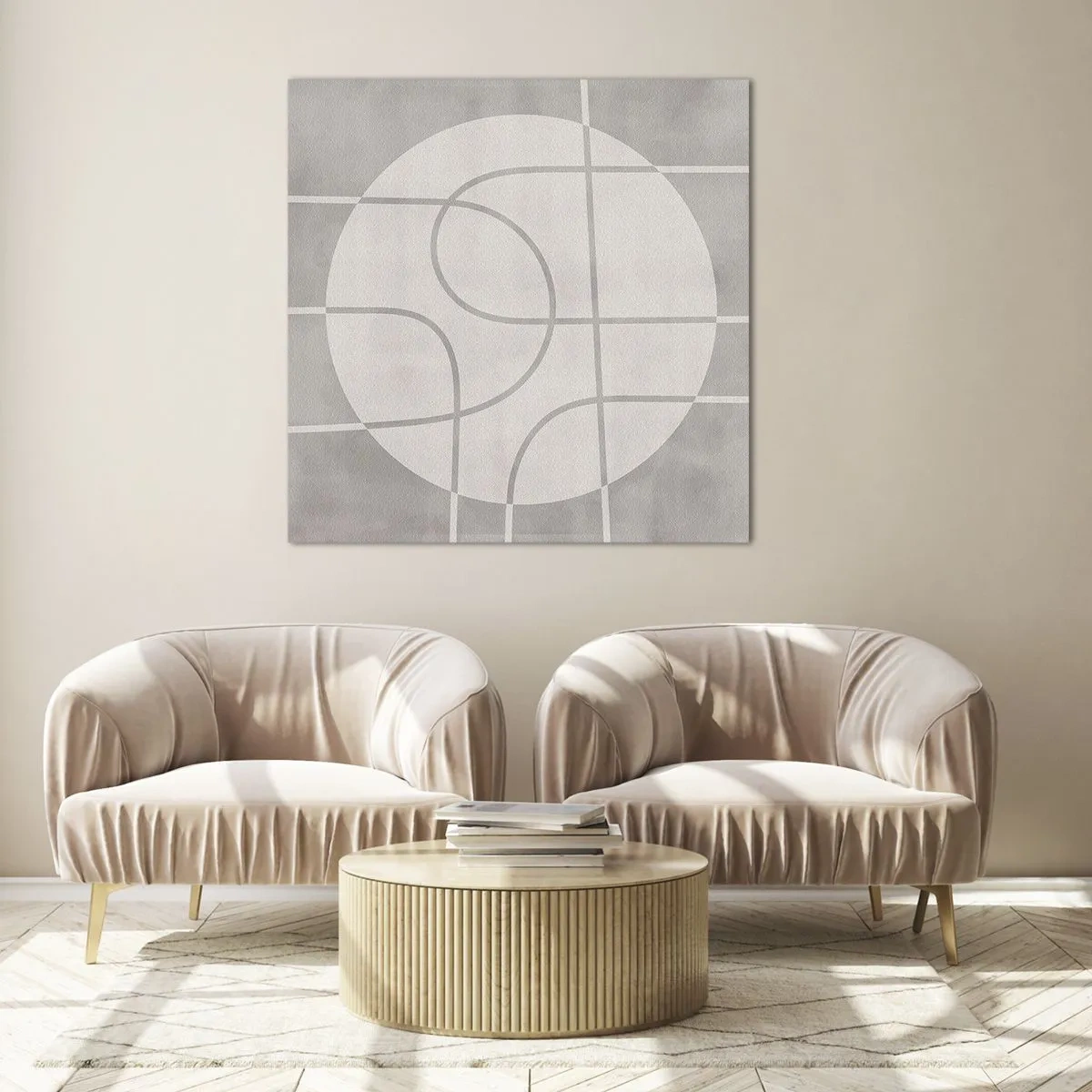 Billede på glas - Cirkulær og lige frem - 70x70 cm