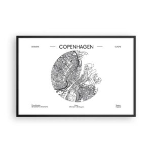 Plakat i sort ramme - Københavns anatomi - 91x61 cm