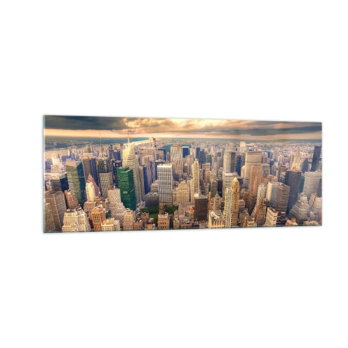Billede på glas - En forgyldt metropol - 140x50 cm