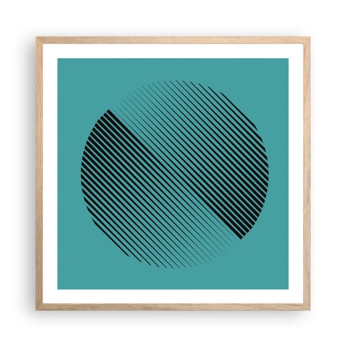 Plakat i ramme af lyst egetræ - Cirklen - en geometrisk variation - 60x60 cm