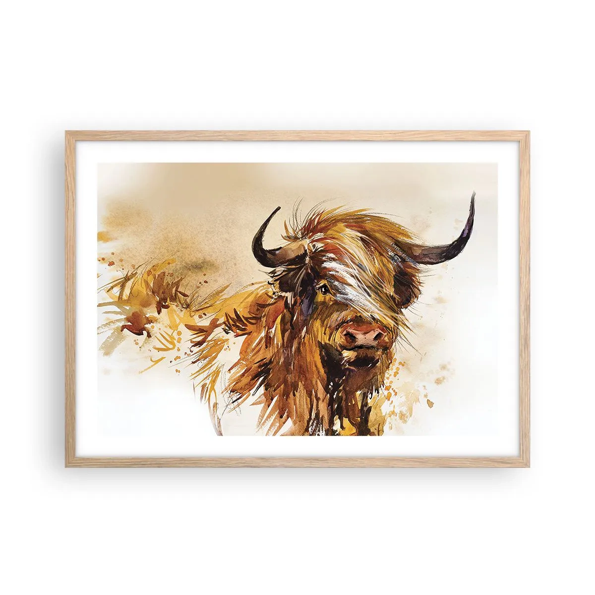 Plakat i ramme af lyst egetræ - Jægerens stolthed - 70x50 cm