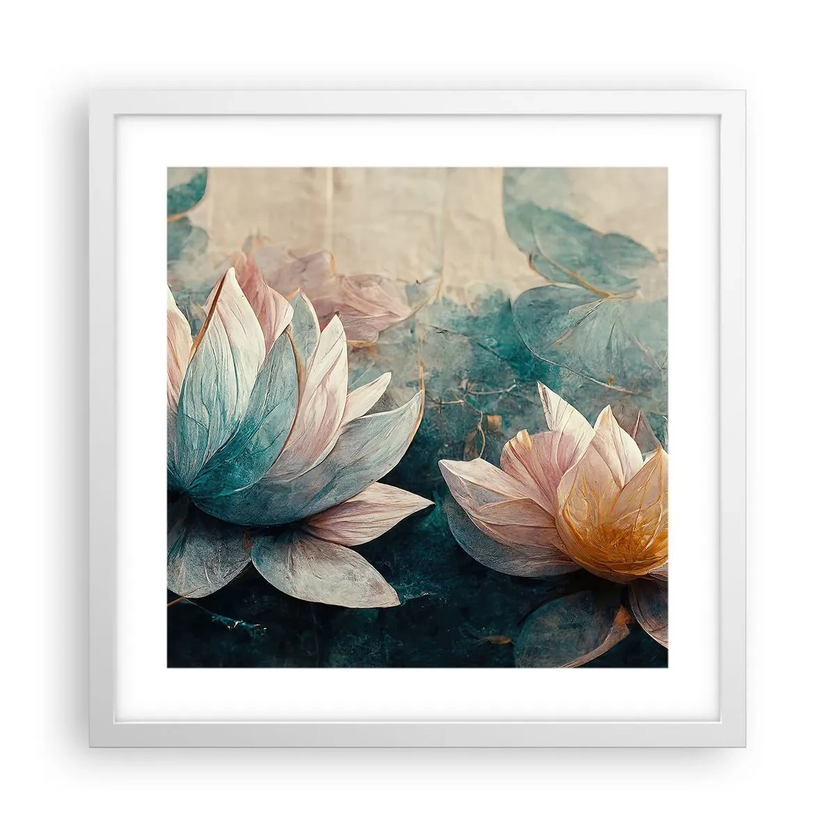 Plakat i hvid ramme - Søens stjerner - 40x40 cm