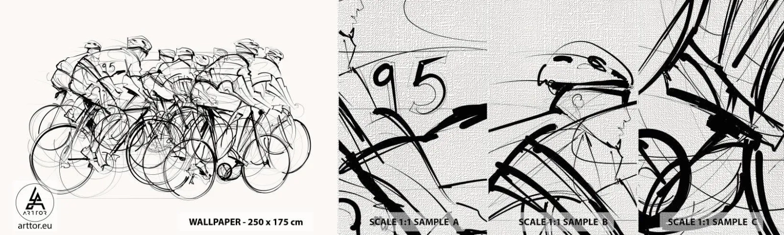 Prøve Fototapet Premium Canvas - Sammen i et team - Grafik, Cykel, Sport - 100x30 cm