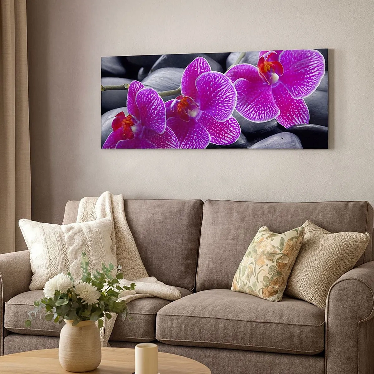 Lærredstryk - Billede på lærred - Stenene lyste op af glæde - 100x40 cm