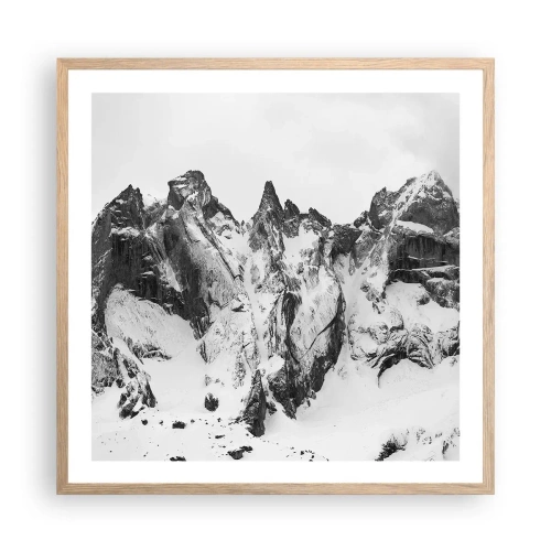 Plakat i ramme af lyst egetræ - Granit truende højderyg - 60x60 cm