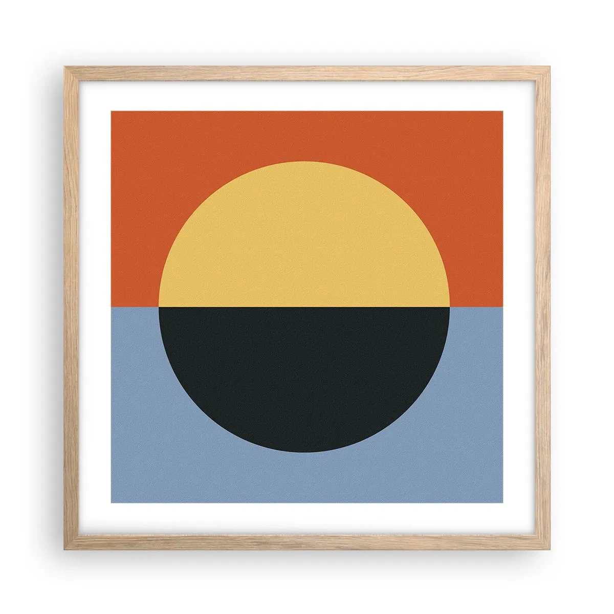 Plakat i ramme af lyst egetræ - En sammensætning af varme og kølighed - 50x50 cm