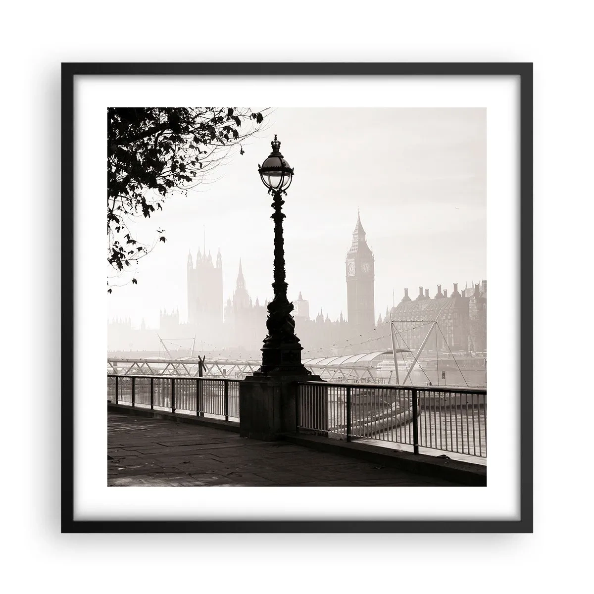 Plakat i sort ramme - London morgen - 50x50 cm