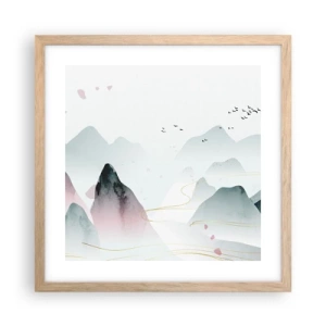 Plakat i ramme af lyst egetræ - Over toppene - 40x40 cm