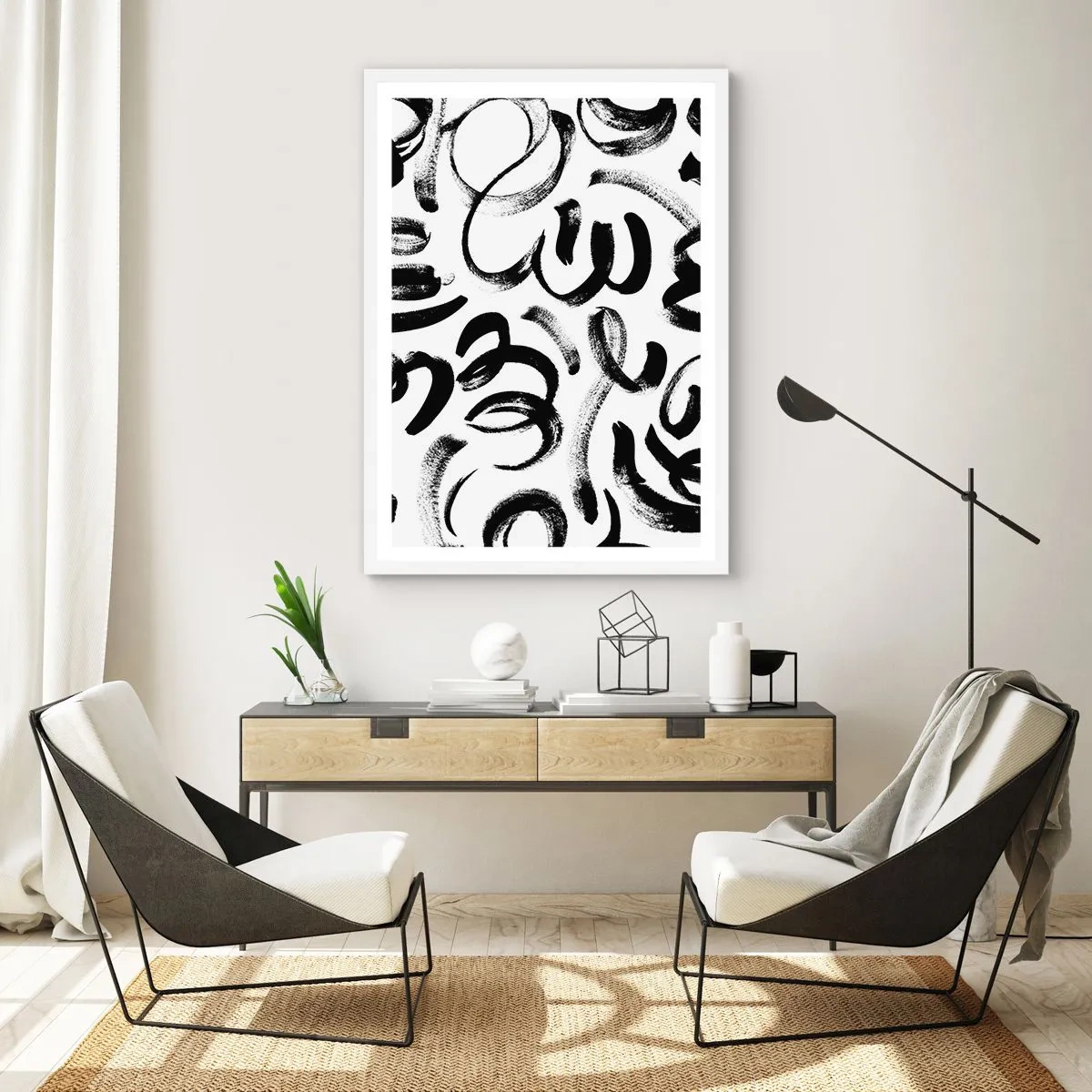 Plakat i hvid ramme - I sort og hvidt - 70x100 cm