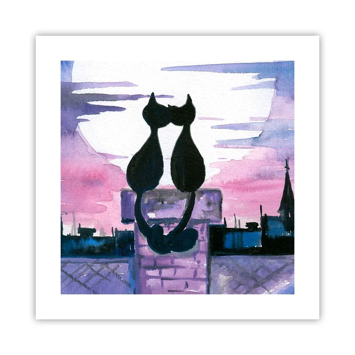 Plakat - Rendez-vous under månen - 40x40 cm