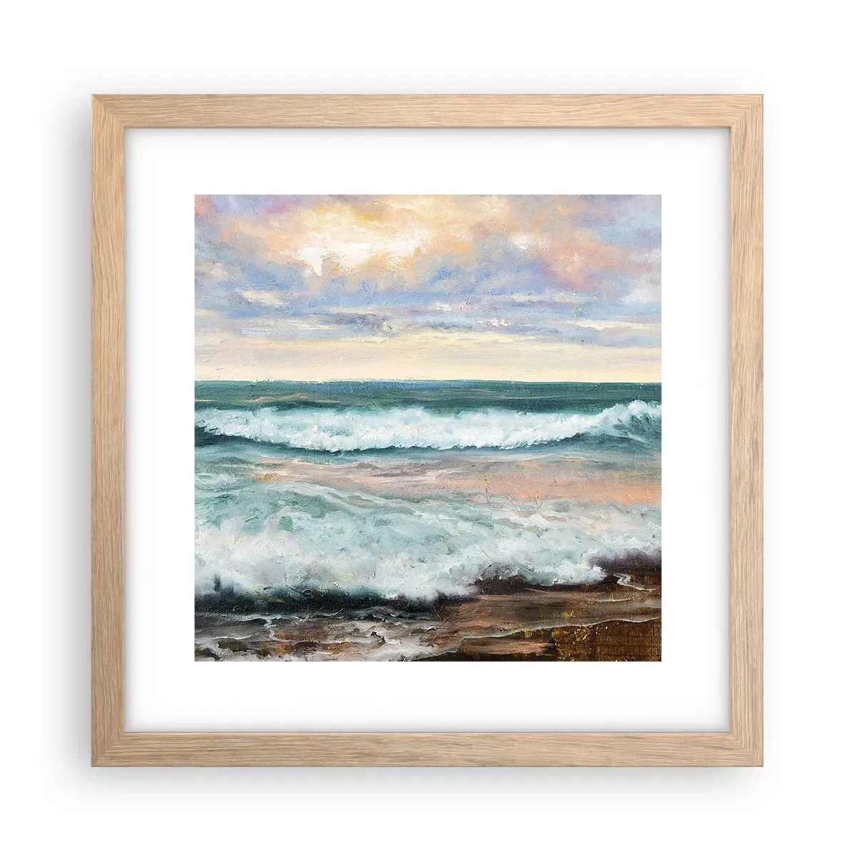 Plakat i ramme af lyst egetræ - Her vil du glatte din sjæl - 30x30 cm