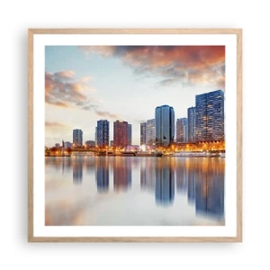 Plakat i ramme af lyst egetræ - Den monumentale ro i Paris - 60x60 cm