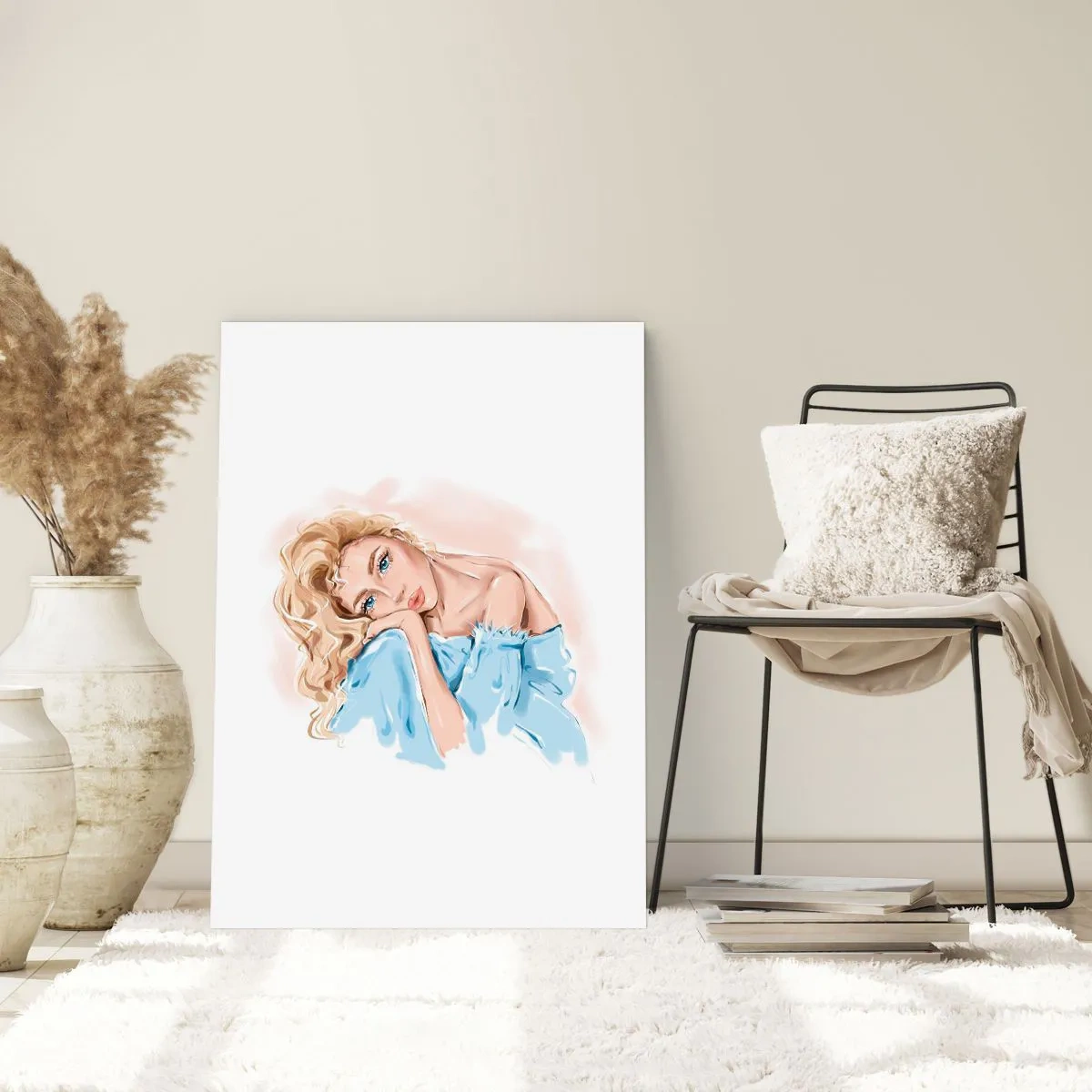 Plakat - Drømmende i blåt - 70x100 cm