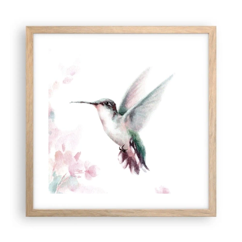 Plakat i ramme af lyst egetræ - Stoppet i flagren - 40x40 cm