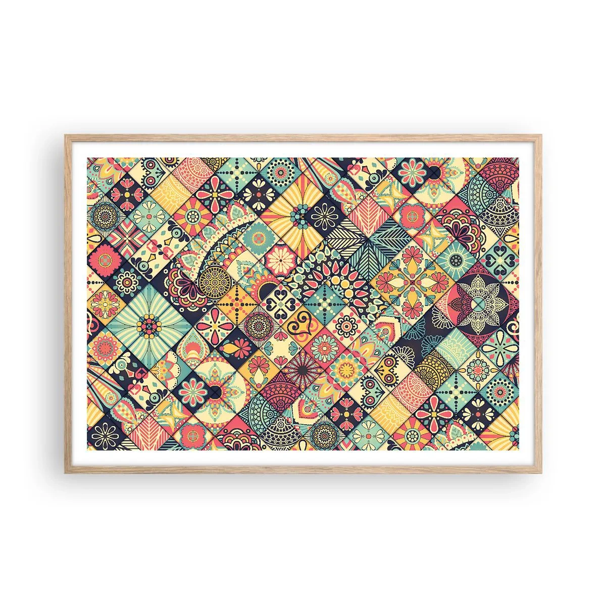 Plakat i ramme af lyst egetræ - Marokkansk stemning - 100x70 cm