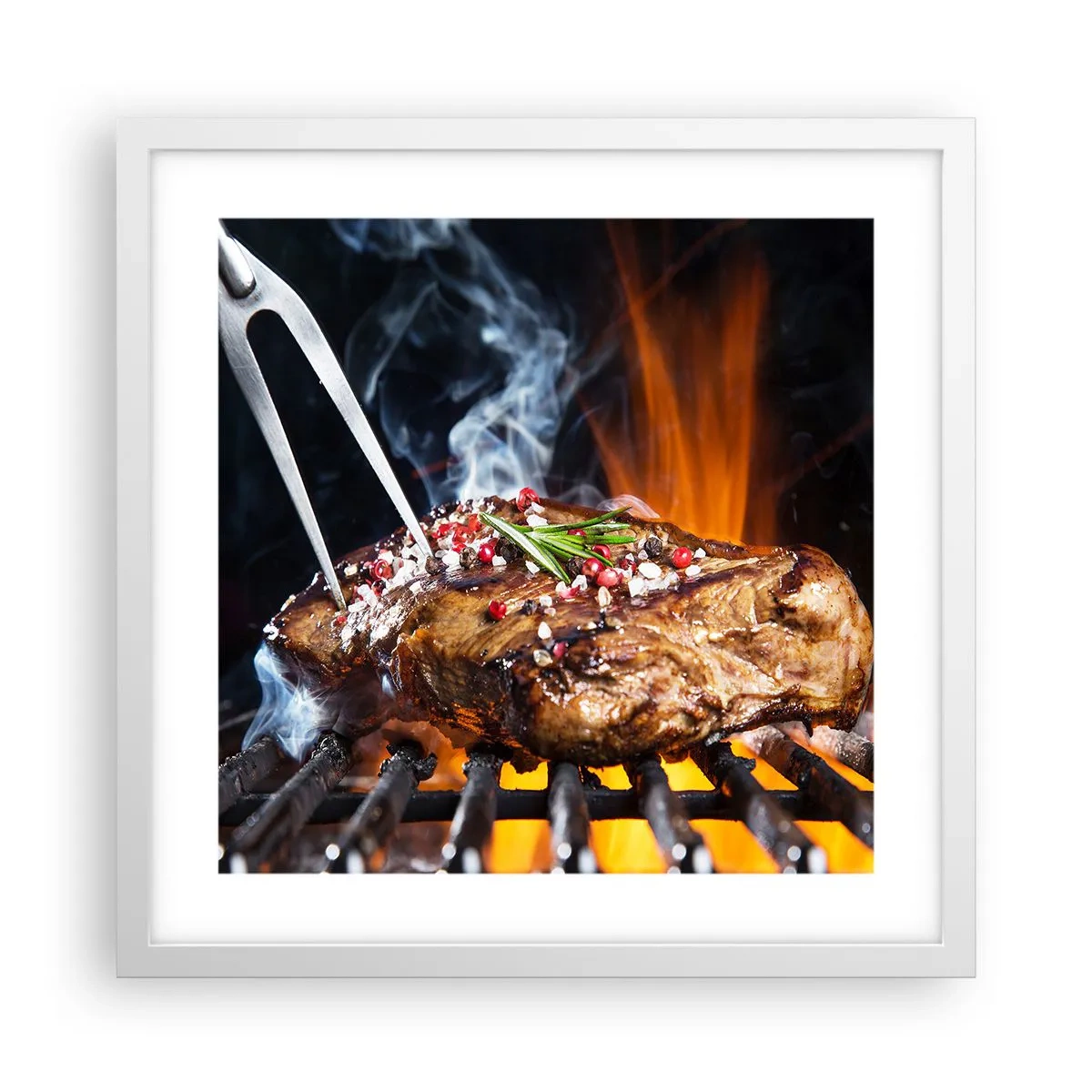 Plakat i hvid ramme - Saftig og velduftende - 40x40 cm