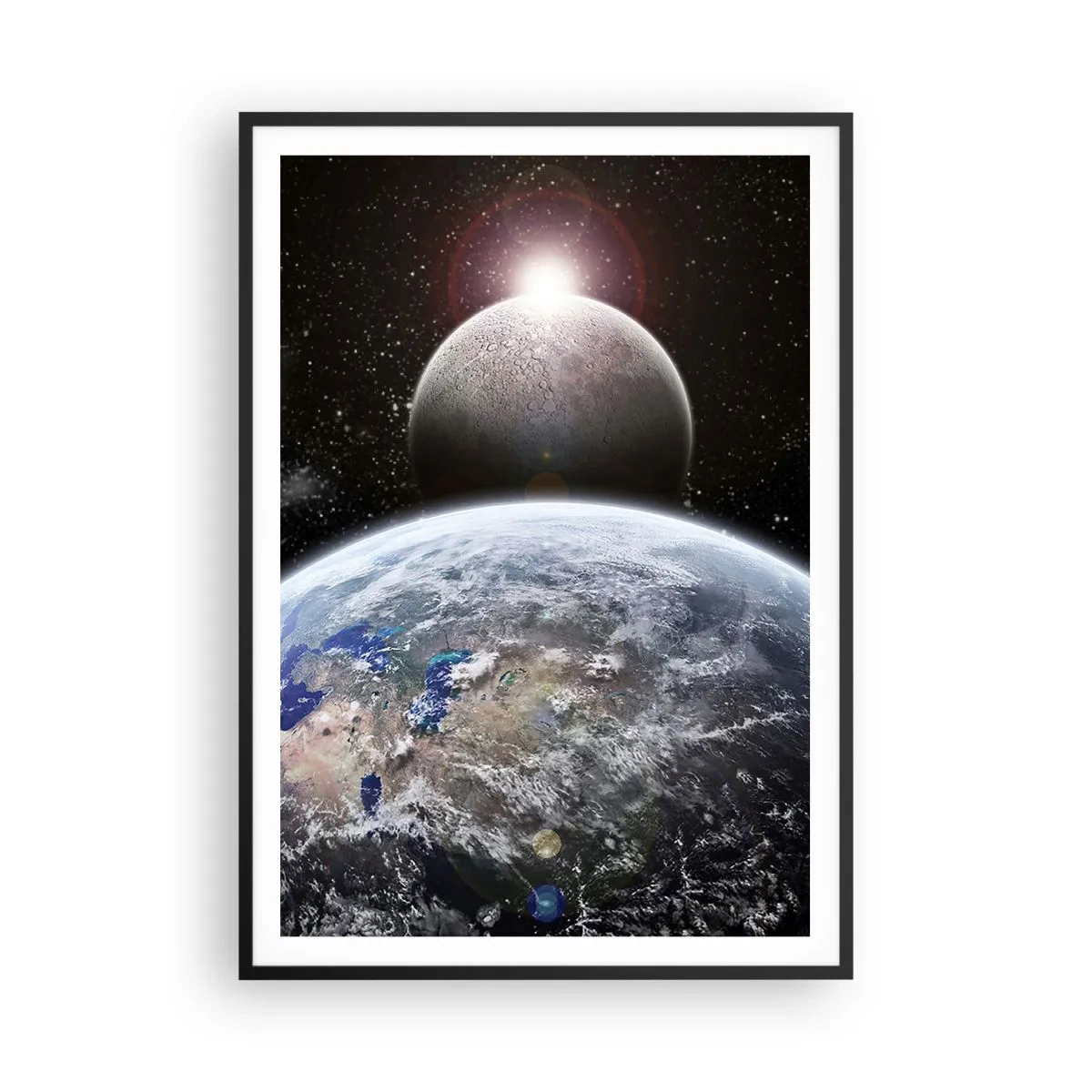 Plakat i sort ramme - Kosmisk landskab - solopgang - 70x100 cm