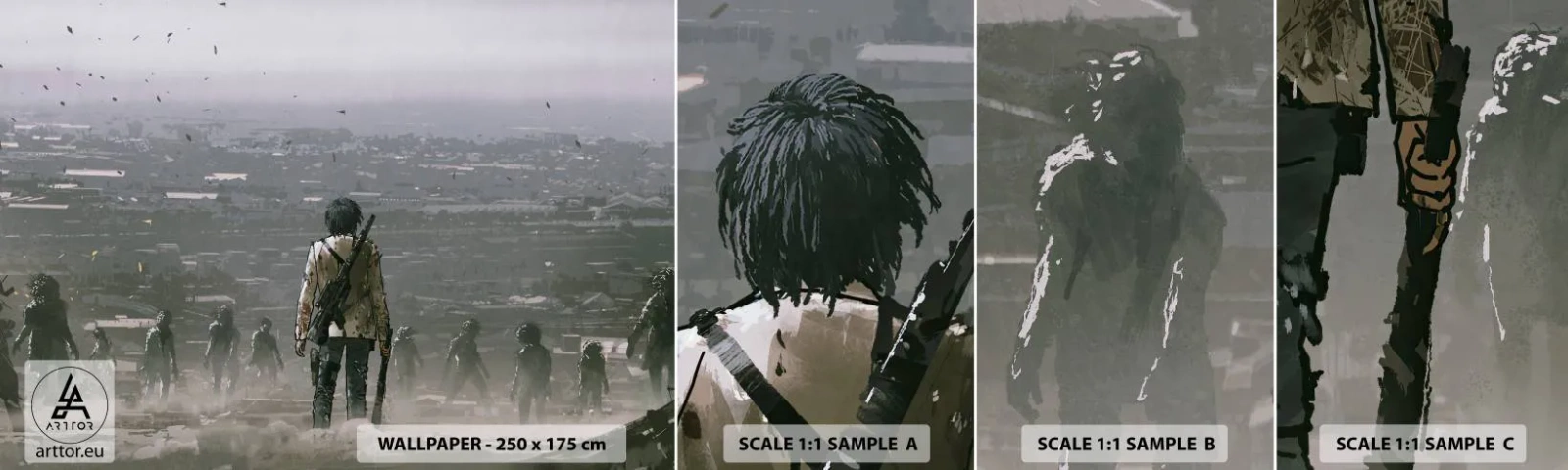 Prøve Fototapet Selvklæbende Deluxe Sticker - Den sidste retfærdige person? - Abstraktion, Fantasi, hær - 100x30 cm