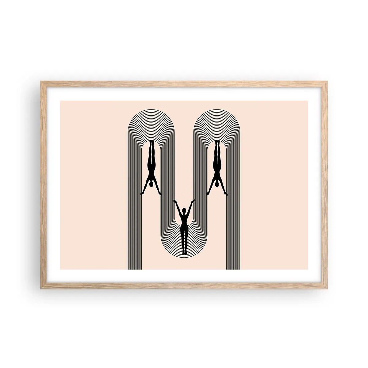 Plakat i ramme af lyst egetræ - På hovedet nedad - 70x50 cm