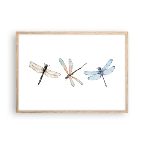 Plakat i ramme af lyst egetræ - Vægtløse guldsmede - 70x50 cm