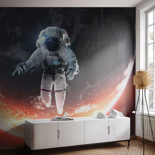 Fototapet på mål Premium Sand - Må jeg blive lidt længere? - Astronaut, Kosmos, Kosmonaut