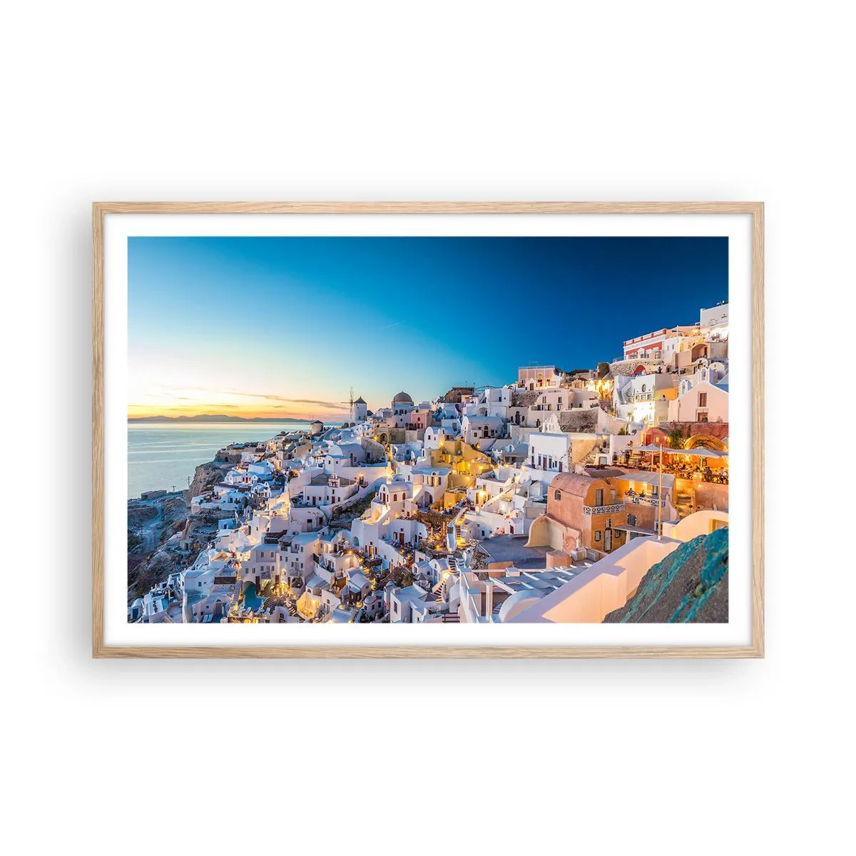 Plakat i ramme af lyst egetræ - Essensen af græskhed - 91x61 cm