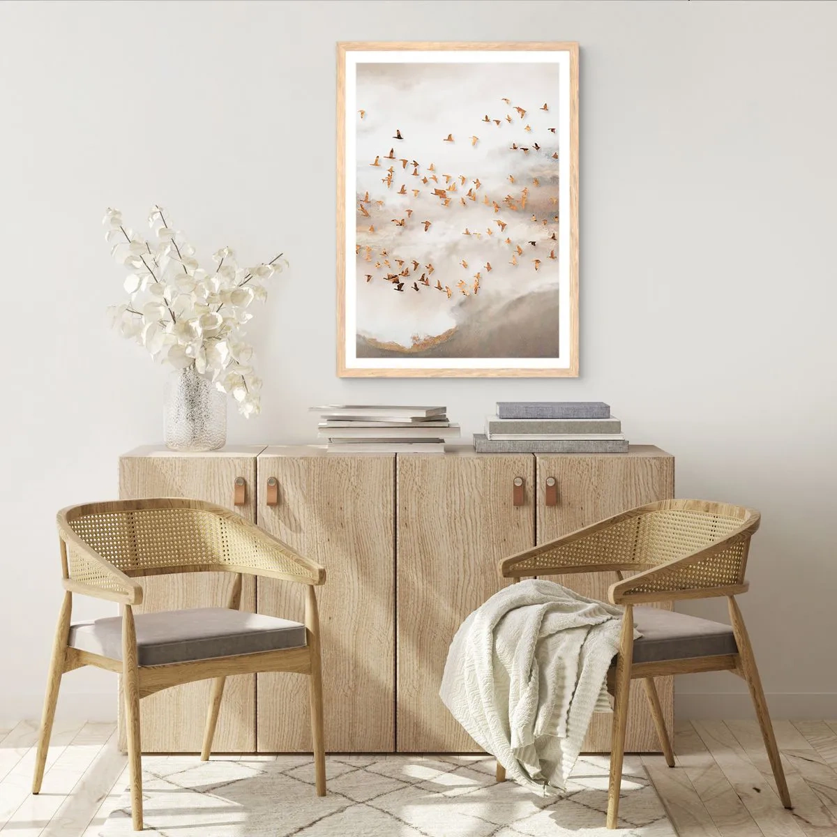 Plakat i ramme af lyst egetræ - Det er på tide... - 70x100 cm