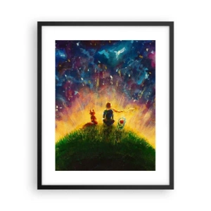 Plakat i sort ramme - Kærlighed og venskab - hele verden - 40x50 cm