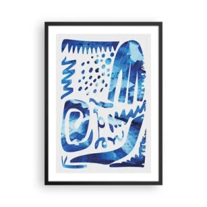 Plakat i sort ramme - Moderne abstraktion i blå nuancer - 50x70cm - Tilbage til rødderne - Moderne vægdekoration til stue og soveværelse ARTTOR