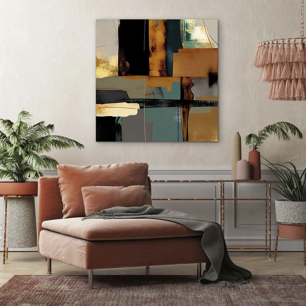 Lærredstryk - Billede på lærred - Abstraktion - lys og skygge - 60x60 cm