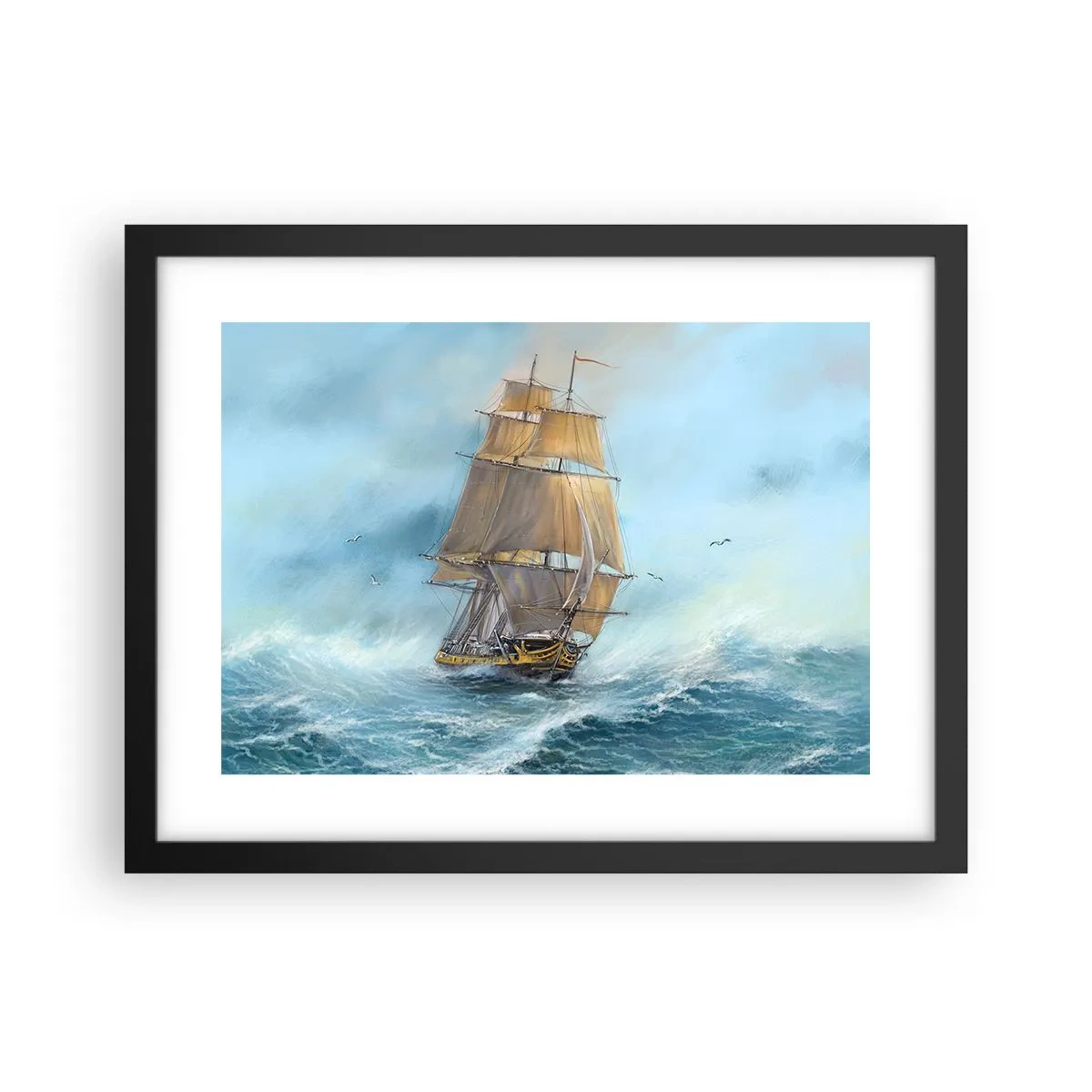 Plakat i sort ramme - Bølgende gennem bølgerne - 40x30 cm