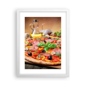 Plakat i hvid ramme - Med en ægte italiensk smag - 30x40 cm