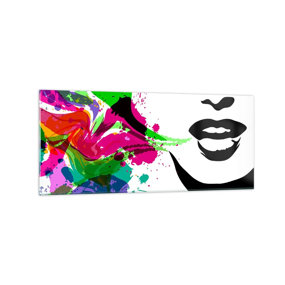 Billede på glas - En historie i alle regnbuens farver - 120x50 cm