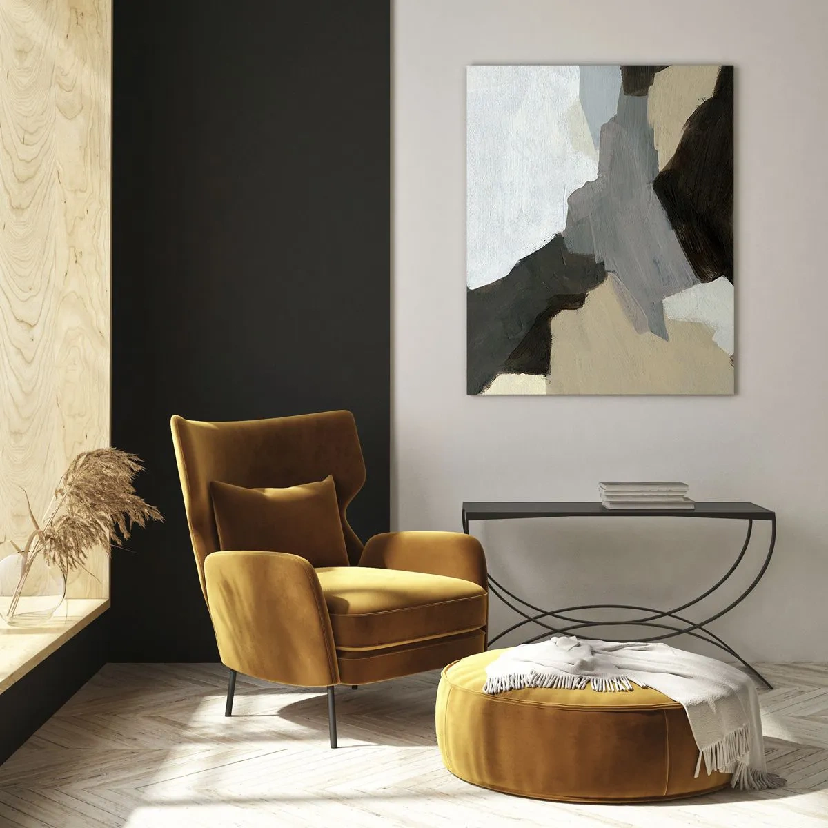 Billede på glas - Abstraktion: afsked med det grå - 50x70 cm