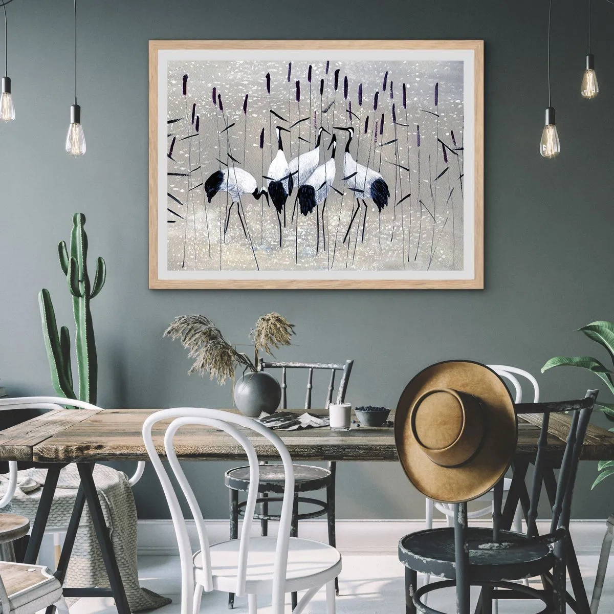 Plakat i ramme af lyst egetræ - Blandt sine egne - 40x30 cm