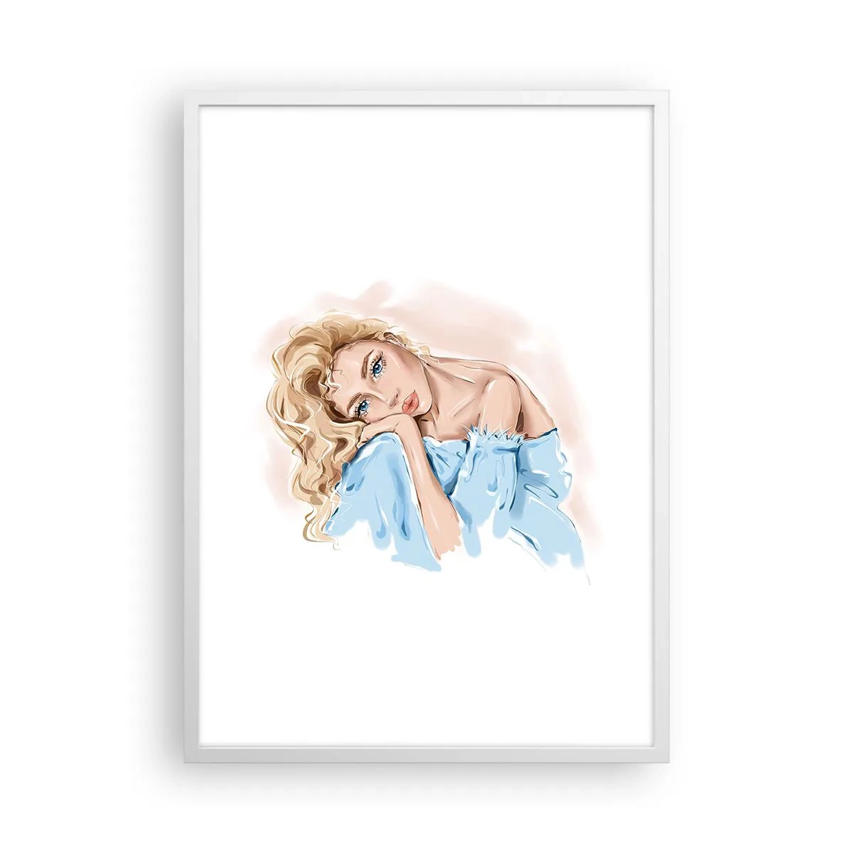 Plakat i hvid ramme - Drømmende i blåt - 50x70 cm