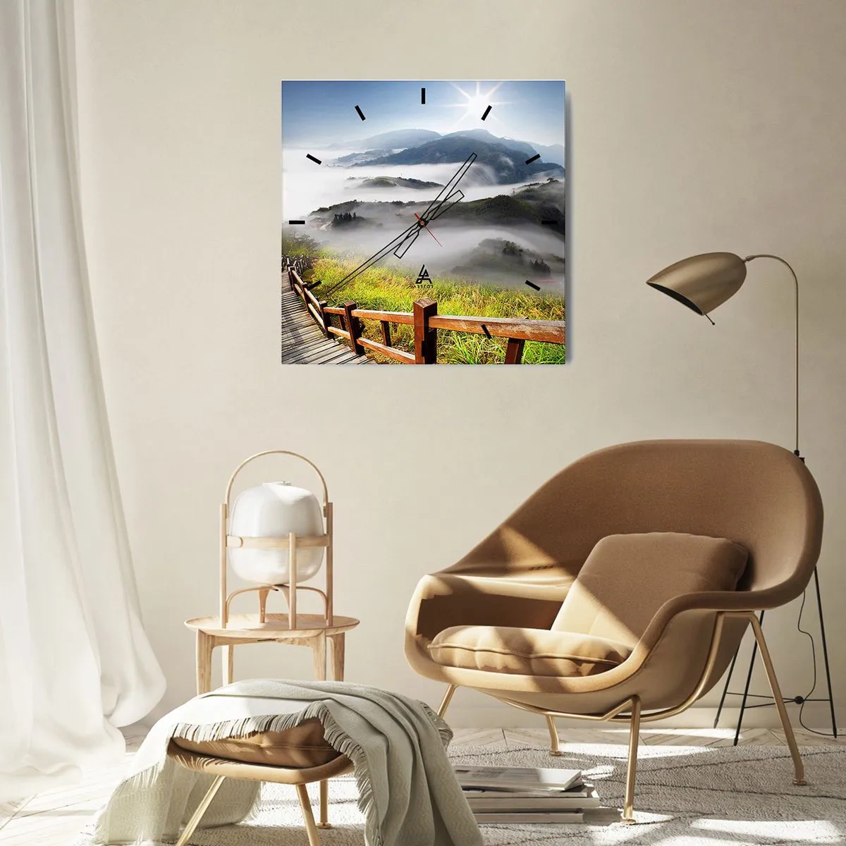 Vægur, Uret - Vævet mod blænding og tåge - 30x30 cm