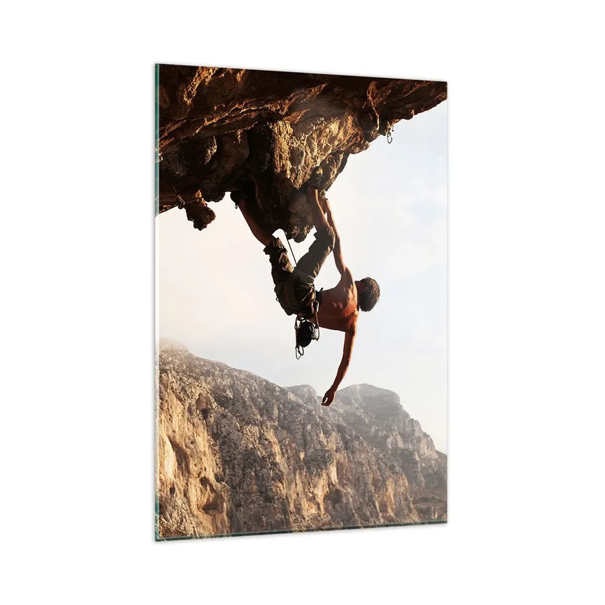 Billede på glas - Verden skrumpede ind i en håndfuld på en klippeskrænt - 80x120 cm