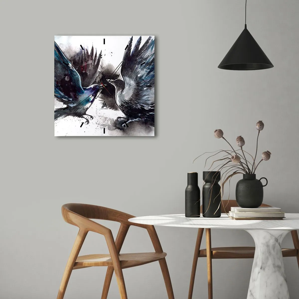 Vægur, Uret - En ravn til en ravn... - 30x30 cm