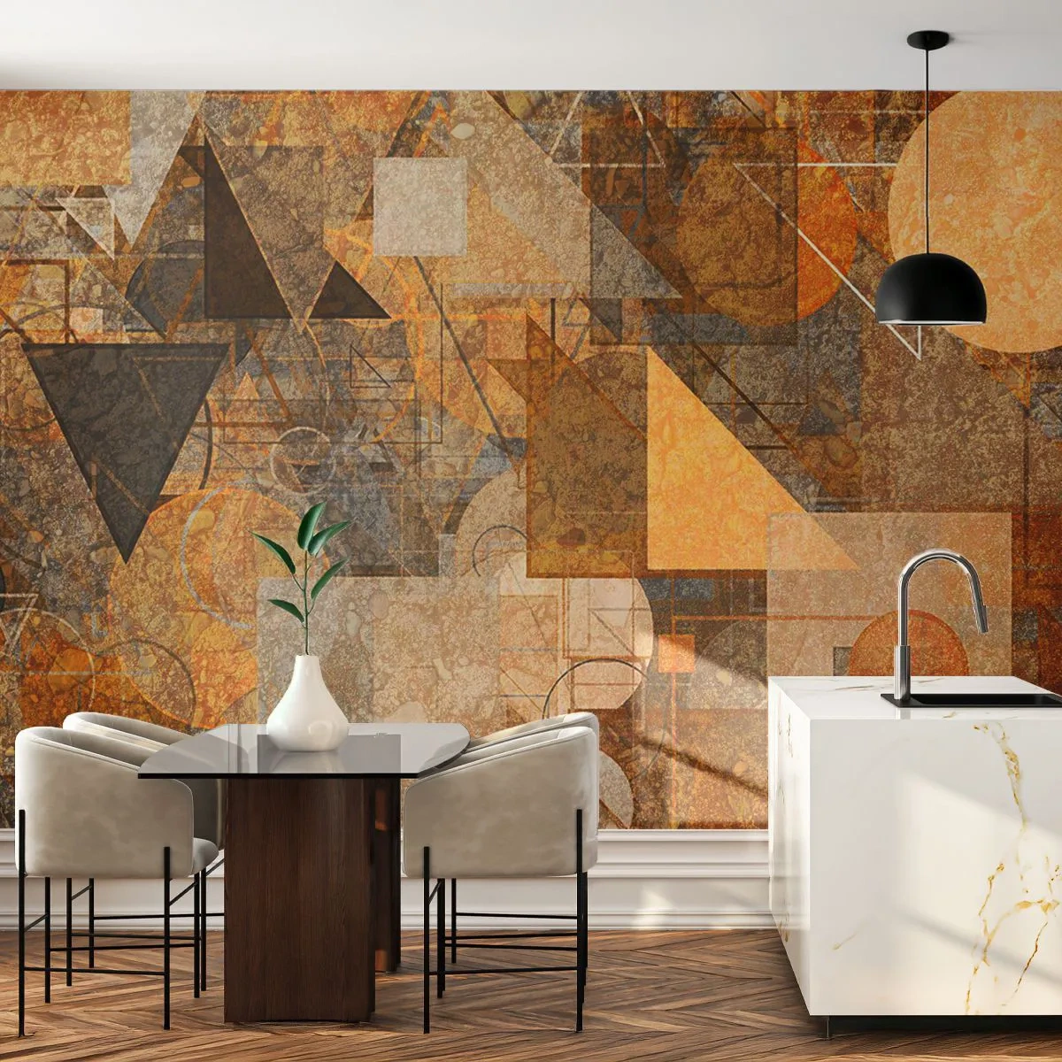 Fototapet Standard Eco - Kubistisk bronzeundersøgelse - Abstraktion, Stykke, Moderne kunst - 200x140 cm