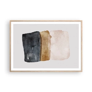 Plakat i ramme af lyst egetræ - Sammensætning af jordfarver - 100x70 cm