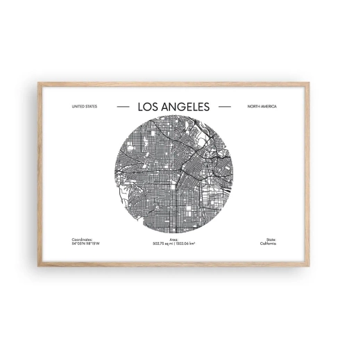 Plakat i ramme af lyst egetræ - Los Angeles' anatomi - 91x61 cm