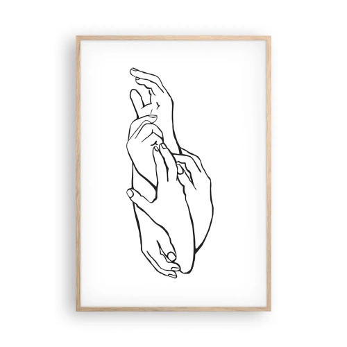 Plakat i ramme af lyst egetræ - God berøring - 70x100 cm