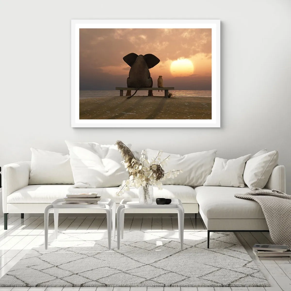 Plakat i hvid ramme - Det er godt at være stille sammen - 100x70 cm