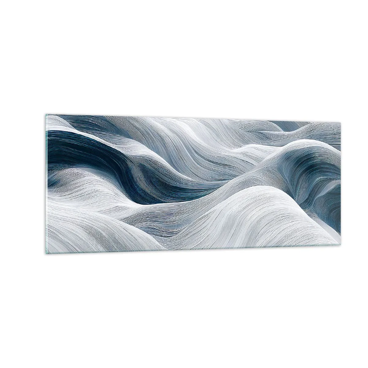 Billede på glas - Hvide og blå bølger - 100x40 cm